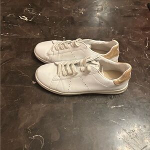 Ellos White Sneakers with Tan Details